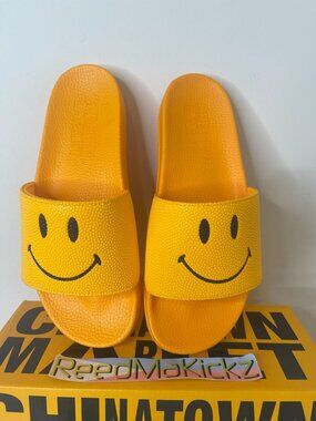 Chinatown Market Slides Smiley BBALL Double Yellow Mens 10us